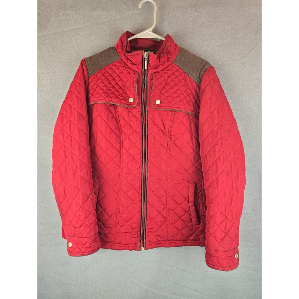 Weatherproof Quilted Jacket Women XL Red Barn Equestrian Leopard Lining Classic